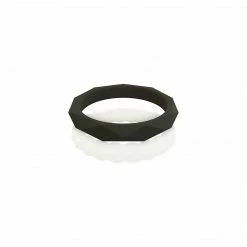 Women's QALO Stackable Silicone Wedding Ring Set- White/Black