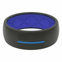 Groove Life Hero Police Blue & White Flag- Men's Silicone Ring