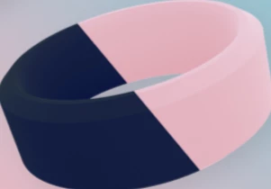 Women's QALO Duo Silicone Ring - Navy/Light Pink 2 Women's QALO Duo Silicone Ring - Navy/Light Pink