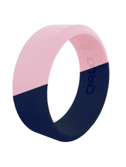 Women's QALO Duo Silicone Ring - Navy/Light Pink 1 Women's QALO Duo Silicone Ring - Navy/Light Pink