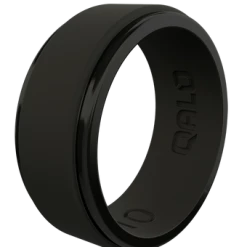 QALO Standard Men's Black Step Edge Polished Silicone Ring