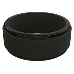 QALO Standard Men's Black Step Edge Polished Silicone Ring