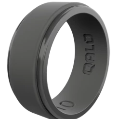 QALO Standard Men's Charcoal Step Edge Polished Silicone Ring