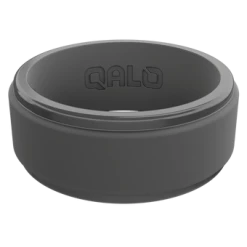 QALO Standard Men's Charcoal Step Edge Polished Silicone Ring