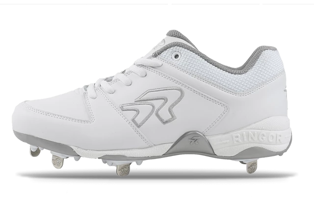 Ringor Flite Womens Softball Spikes - White/Silver 1 Ringor Flite Womens Softball Spikes - White/Silver
