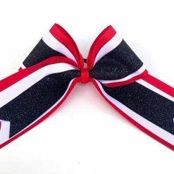 Nooga Bows Triple Ribbon Layered Hair Bow -Red, White, Black Glitter
