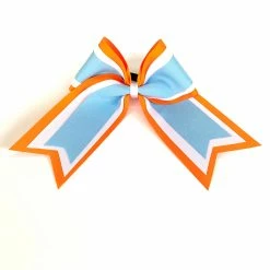 Nooga Bows Triple Ribbon Layered Hair Bow - Orange, White, Baby Blue
