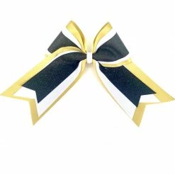 Nooga Bows Triple Ribbon Layered Hair Bow - Vegas Gold, White, Black Glitter