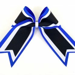 Nooga Bows Triple Ribbon Layered Hair Bow - Blue, White, Black
