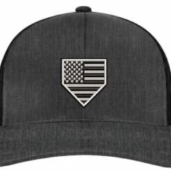 Pacific Headwear Heather Snapback Hat: American Flag With Home Plate Design