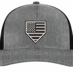 Pacific Headwear Heather Snapback Hat: American Flag With Home Plate Design