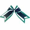 Nooga Bows Triple Ribbon Layered Hair Bow - Forrest Green, White, Black Glitter