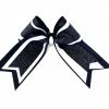 Nooga Bows Triple Ribbon Layered Hair Bow - Black, White, Black Glitter