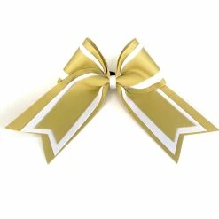 Nooga Bows Triple Ribbon Layered Hair Bow - Vegas Gold, White, Vegas Gold