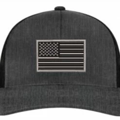 Pacific Headwear Heather Snapback Hat: Blackout American Flag