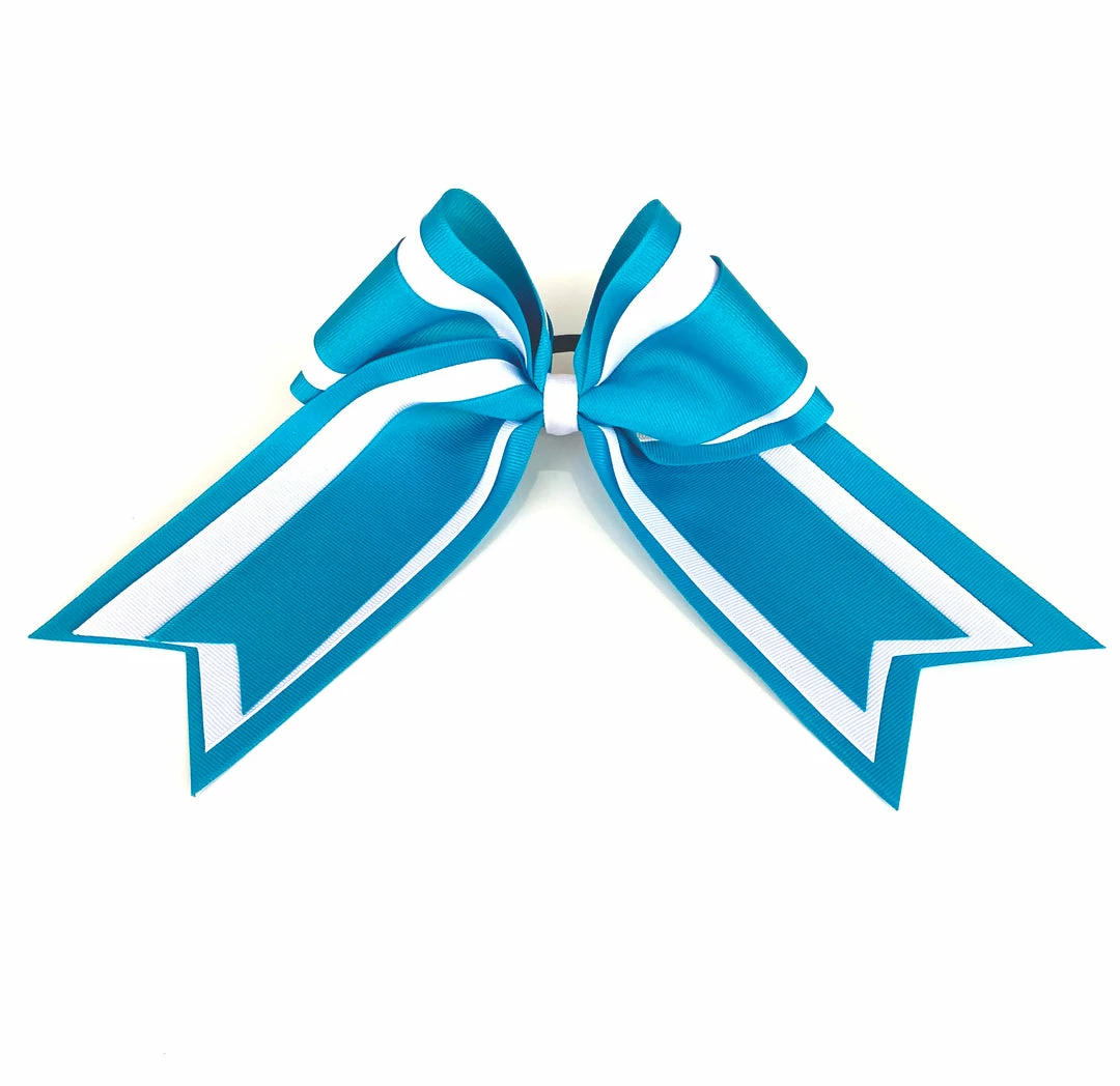 Nooga Bows Triple Ribbon Layered Hair Bow -Sapphire, White, Sapphire 1 Nooga Bows Triple Ribbon Layered Hair Bow -Sapphire, White, Sapphire